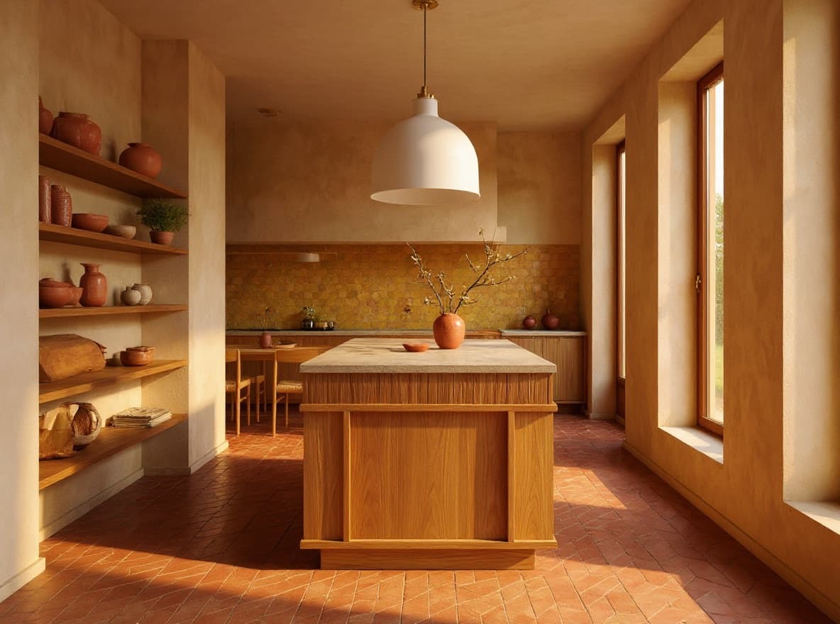 Kitchen rendered in Mediterranean style